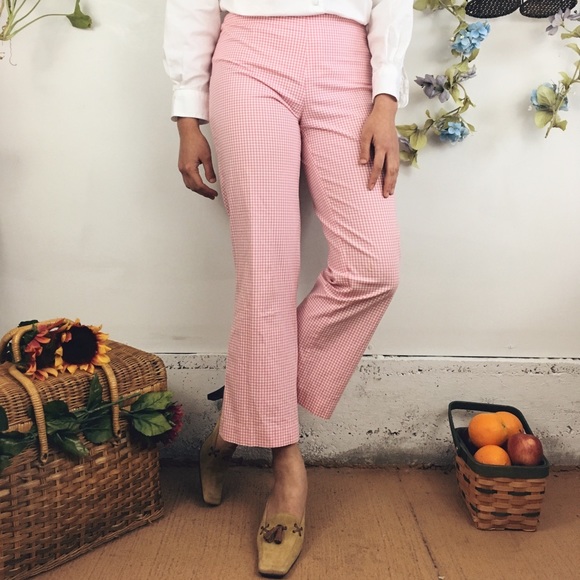 Vintage Pants - FINAL PRICE DROP Light Pink Gingham Trousers